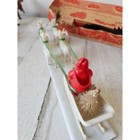 Vintage Irwin plastic reindeer sleigh Santa decor as is antique - Picture 5 of 10